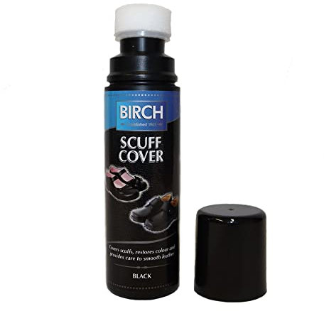 BIRCH Scuff Cover Black 75ml - High Pigment Wax Shine Shoe Polish Instant Shine Liquid Shoe Boot Paste - For Smooth Leather - Work, Casual and Dress Shoes BLACK