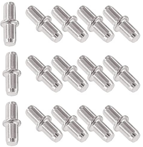 15pcs Metal Shelf Pegs 5x16mm Shelf Support Pins Studs,Nickel Plated Shelf Bracket Pegs Pins,Metal Shelf Support Pins,Metal Shelf Support Pegs for Cabinet Furniture Kitchen Wardrobe Shelves(Sliver)