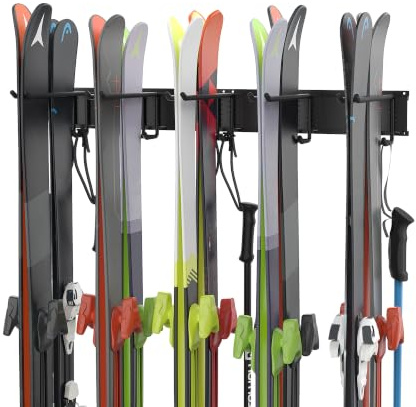 Ultrawall Skiträger, Wandmontage, Ski-Aufbewahrung für Garage, Aufbewahrungssystem, 10 Paar Skierhalter für Zuhause, Schuppen, hält bis zu 136 kg