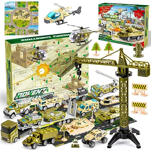 Calendario Avvento 2025, Calendario dell'avvento Natale Regalo Bambino 3 4 5 6 7 8 9 Anni Macchinine Giocattolo per Bambini 4-8 Anni Giochi Bambino 4-8 Anni Auto Camion Giocattolo per Bambini