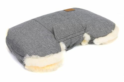 Fillikid Handwärmer Nyby Exklusiv/Universal Lammfell Handmuff für Kinderwagen, Sportwagen oder Buggy/warme Handschuhe/Winter Kinderwagenmuff wasser- und windabweisend atmungsaktiv