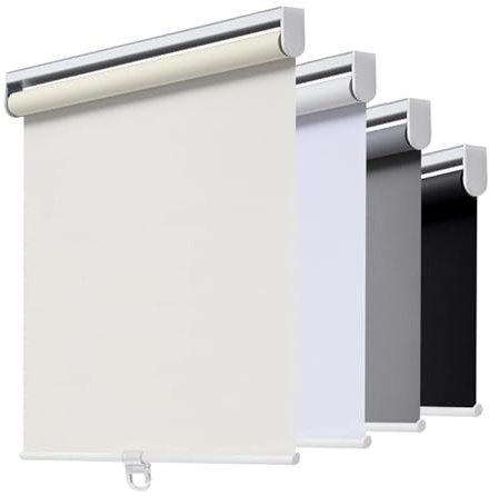 AOSKY Cordless Roller Shades Blackout Blinds for Windows Room Darkening Rolled Up Shades with Spring System, UV Protection Window Shades Door Blinds for Home and Office (46 W x 72 H, Ivory)