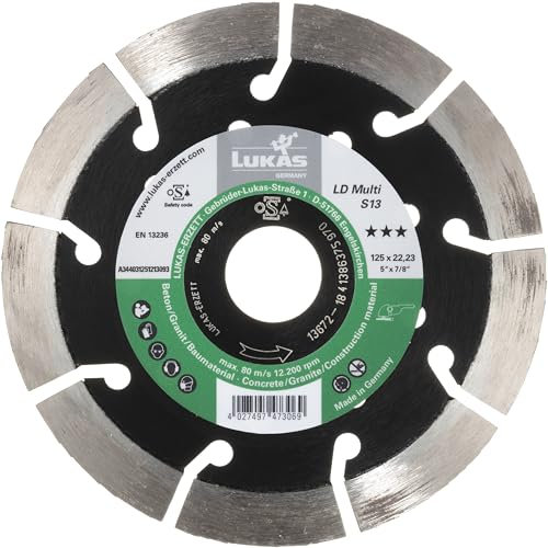 Lukas Erzett LD Multi S13 Disque à tronçonner diamanté pour béton/matériau de construction Ø 230 mm pour meuleuse d'angle 23,5 x 23,5 x 1 cm