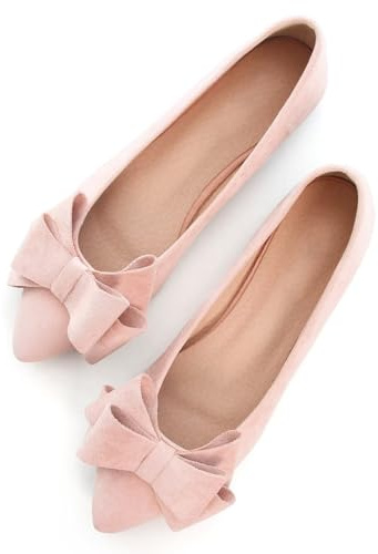 SAILING LU Ballerines plates à bout pointu en daim avec nœud pour femme, E-Cute Rose-8232, 39 EU