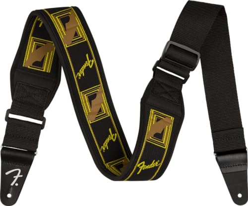 Fender Swell Neoprene Logo Strap Black-Yellow-Brown Mono gitaarband