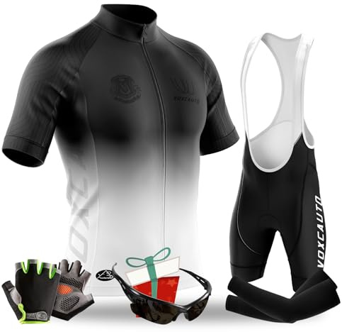 VOXCAUTQ Herren Fahrradtrikot Set Herren Fahrradbekleidung Set Kurzarm Herrentrikot Radhose Radtrikots für Herren Schnelltrocknend Atmungsaktiv mit 9D Sitzpolster (5XL,Typ-23)