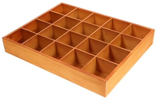 PRETYZOOM Wooden Sorting Tray Closet Drawer Divider Organizer with 20 Compartments Suitable for Socks Briefs Keys Stationery Arts Crafts Small Items - Each Grid 2.3 x 2.3 Inch