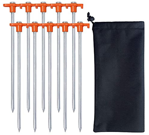 ZGYOZMNG 10 Stück Zeltheringe aus Stahl, bruchfeste und unflexible Zeltheringnägel für Camping und Outdoor, für normalen und harten Boden Orange (Gelb) (Orange)