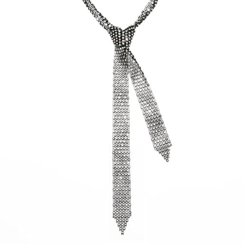 Luckyvestir Lange Damen-Krawatte mit Strasssteinen, Punk-Krawatte mit funkelnden Kristallen, für Hemd, Party, Abschlussball, Hochzeit, Cosplay, Schwarz, 51 X 1.2