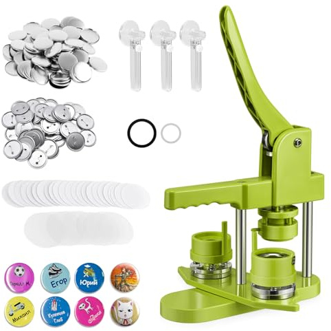 Machine à badges boutons Maker 25 +32 +58 mm - 300 ensembles de pièces de badge en métal - Avec moules, rondelle en plastique et coupe-papier rond