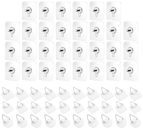 30 Ganchos Para Colgar De Plástico, 30 Pegatinas Para Marcos De Fotos Con Tornillos, Ganchos Autoadhesivos Para Cuadros, Colgador De Marcos De Fotos