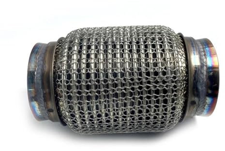 EKEGUY Auspuffblenden 38 Mm 45 Mm 51 Mm 55 Mm 60 Mm 63 Mm 70 Mm 76 Mm 89 Mm Edelstahl-Auspuff-Flexrohr Faltenbalg Flexible Gelenkkupplung Verbindungsschweißung Endrohrblenden(38mmx120mm)