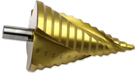 6–65 mm Stufenbohrer, Spiralnut, Pagoden-Lochschneider, Metallkegelbohrer, dreieckiger Schaft, Lochöffner, titanbeschichtetes HSS