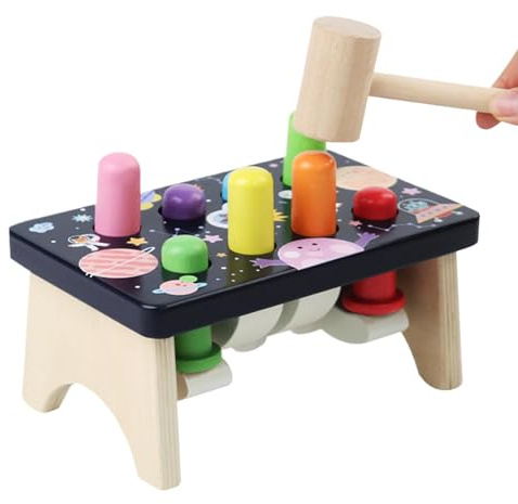 MOP Mole Jeu pour,Jeu de Taupe de Banc de Haricot coloré avec Marteau - Preschool Fine Motor Jouet éducatif pour Anniversaire
