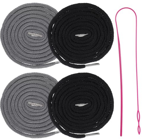 Nogeqi 4 Stück Kordel für Jogginghose, 140 cm Kordelband für Hoodie, Polyester Hosen Kordel Durchziehnadel mit 1 Kordelzug Einfädler, Kordelenden Metall Ersatz-Saiten Sporthosen Sweatshirts