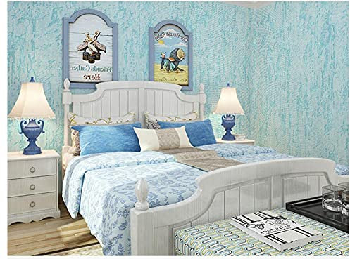 IHFMPFKJ Tapete Blaue Tapete für Schlafzimmer Erwachsene, 3D-Tapete für Wohnzimmer Moderne minimalistische Vliestapete Geprägte Tapetenrolle Kindertapete Jungen Mädchen
