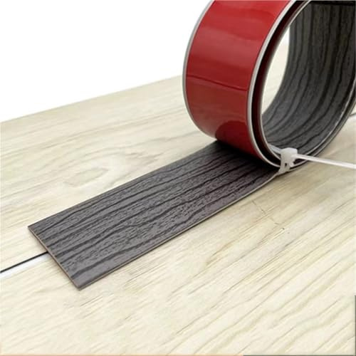 10ft/300cm Floor Transition Strip Floor Cover Strips Self Adhesive Flooring Transitions Laminate Floor Strip 2 Wide Vinyl Floor Flat Divider Strip(Dark Gray Wood Grain,5cm)