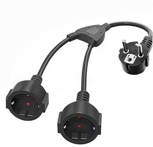 Doppelstecker für Steckdosen, Verlängerungskabel Außen mit Stecker, Schutzkontakt mit 2 Fach AC Schuko Steckdosen, Wasserdicht IP44 Doppelsteckdose für Haus Büro Küche,1.5mm²,250V 16A
