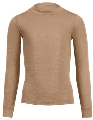 menique Barn unisex t-shirt långärmad tröja för flickor och pojkar ekologisk merino, BEIgE, 122/128 cm