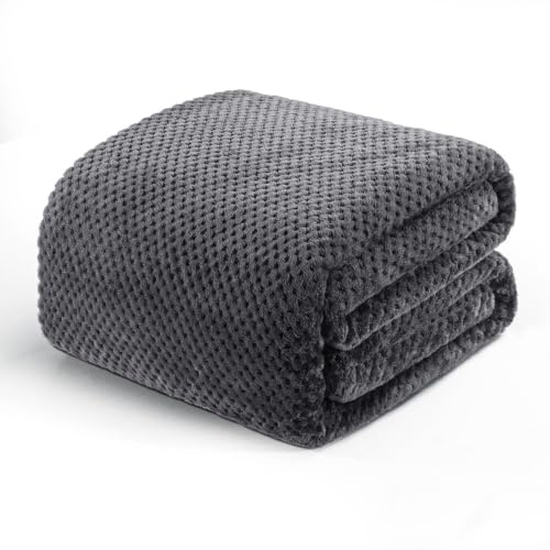 Exclusivo Mezcla Decke Kuscheldecke Flauschig 150x200 cm Fleecedecke | Sofadecke Tagesdecke Wohndecke, Waffelmuster, Bettüberwurf, Bett, Sofa, Leicht, Weich, Warm, Maschinenwaschbar, Grau