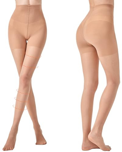 Aaronano 2 Pairs Compression Pantyhose for Women, 10-15mmHg​ High Waist Compression Stockings, 30D Shaping Tights For women
