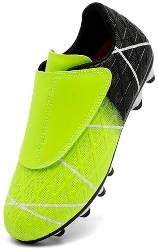 VTASQ Zapatos de Fútbol Niño Profesional Zapatos de Entrenamiento Adolescentes Deporte Atletismo Botas de Fútbol Cesped Artificial Zapatillas de Fútbol Negro Verde EU32