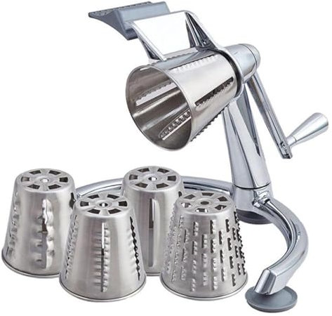 Vegetable Chopper, Slicer Grater, Food Chopper，Dynamic Food Processor, Hand Vegetable Cutter, with 5 Interchangeable Drum Blades, for Cheese, Vegetables and Fruit