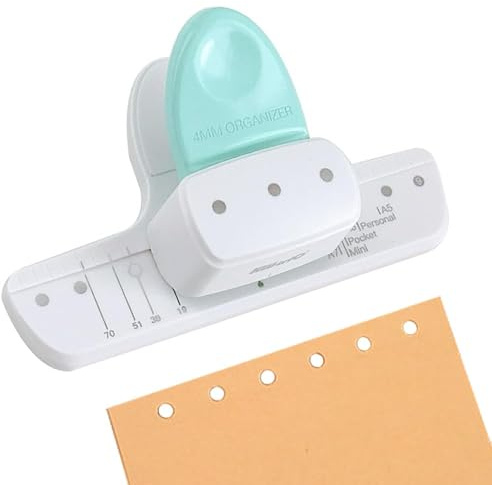 ZPZGOG Perforadora de hojas sueltas, planificador diario ajustable de 3 agujeros, perforadora de papel A8 Mini A7/A7, bolsillo A6/A6 personal/A5, tamaño A5, capacidad de 8 hojas, cuaderno de recortes