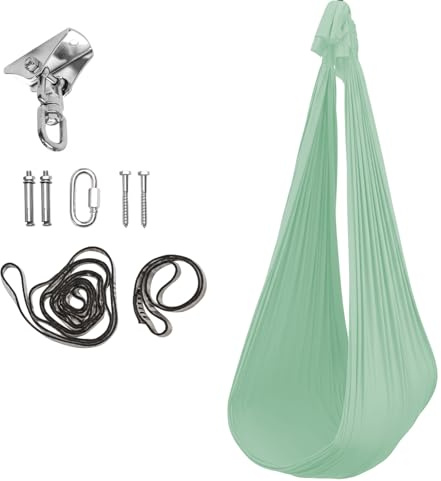 Hängeschaukel aus Nylon – 150x90 cm – gemütliche Schaukel für Zuhause & Garten – bis 100 kg – inkl. Montageset – Indoor & Outdoor – Farbe: Grün