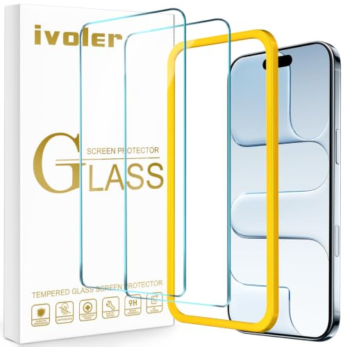 ivoler 2 Pièces Verre Trempé pour iPhone Air, avec Kit Installation Offert, Film de Protection d’écran [Anti Rayures] | Avec cadre d'installation facile, couverture complète, dureté 9H, anti-rayures, sans bulles, 16,5 cm