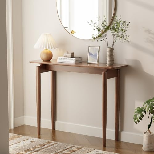 AQIMUELE Konsolentisch Holz, 30 cm schmaler Sofatisch, für Eingang, Flur, Foyer, Wohnzimmer, 30 x 100 x 76 cm (Walnuss)