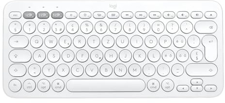 Logitech K380 Bluetooth-Tastatur für Windows, macOS, iPadOS, Android oder Chrome OS, PC, Mac, Laptop, Smartphone, Tablet, Schweizer QWERTZ-Layout - weiß [Bulkversion - Ohne Verpackung]