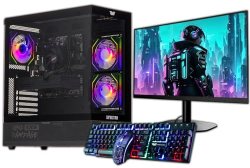 Veno Scorp Budget Gaming PC Bundle, Intel Core i5, 16GB RAM, GTX 750 4GB | 120GB SSD + 500GB HDD, 22 Wide Monitor, RGB Gaming Keyboard & Mouse, Spectra ARGB Gaming Case, Windows 11