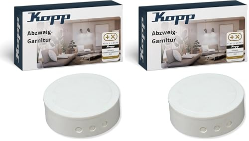 Kopp Abzweig-Baldachin-Garnitur in Weiß - Hochwertige Abzweigdose inkl. Befestigungsmaterial - Deckenbaldachin aus Kunststoff - Abzweigdose-Baldachin für saubere Kabelverteilung & einfache Montage