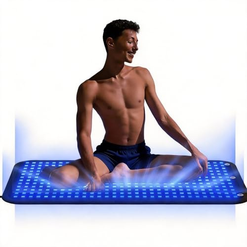 Jitesy Solarium für Zuhause, 100x60cm Bräunungspad mit 360PCS 460&490nm Dual-Wellenlängen, 5 Helligkeitsstufen, 3 Modi (Dauerlicht/10Hz/40Hz), Wand- und Bodenmontage,Kostenloses Bräunungsserum 30ml*2