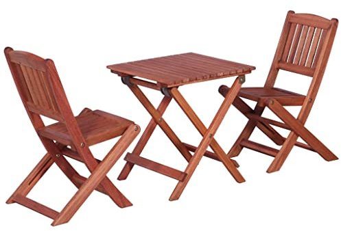 Hoopleep 3-TLG. Kinder Bistro-Set aus massivem Eukalyptusholz, klappbar für Garten, Terrasse und Outdoor-Mahlzeiten, witterungsbeständig und leicht zu verstauen