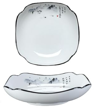 Les plats ronds émaillés en céramique sont frais et résistants à la chaleur pour un usage domestique – Assiette creuse octogonale carrée de 19,1 cm