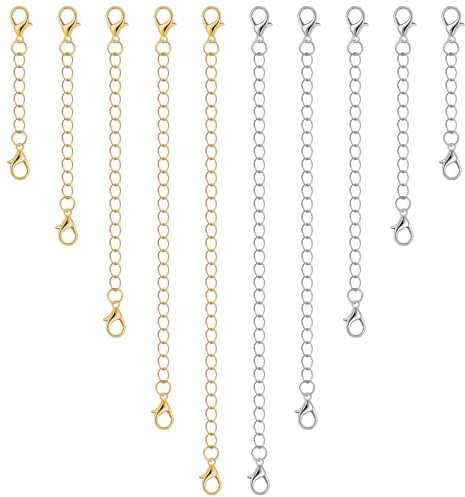 JOYSKY 40 Pcs Necklace Extender Chain Extender for Necklace 2 3 4 5 6 | 20 Pcs Necklace Extender Sterling Silver，20 Pcs Necklace Extender Gold