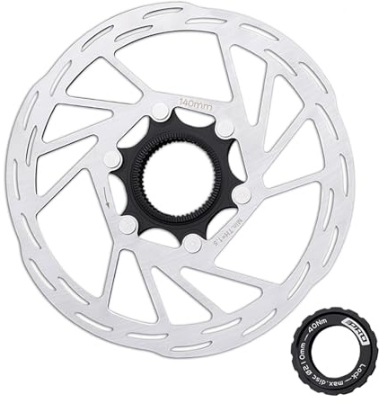 Disco de freno Center lock 140 mm con anillo de bloqueo Compatible Shimano | Disco de freno para bicicleta 140 mm Disco de freno Center-lock apto para bicicletas de carretera, de montaña y urbanas