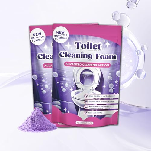 Fizzclean WC-Reiniger Schaum Pulver, Extra Stark Aktivschaum Gegen Kalk & Schmutz, Geruchsneutralisierung, Frischer Duft & Glanz für WC, Bad & Abfluss 2Pcs