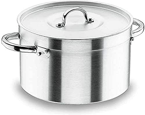 LACOR 20025 - Cacerola Alta con Tapa Chef Aluminio 24 cms - Uso Profesional | En aluminio ligero, para guisos y cocciones uniformes; ideal para cocina profesional y uso diario en casa, cómodo y funcional
