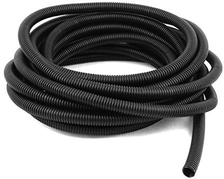 sourcing map Gaine Cable électrique Fil Protection Tube de conduit ondulé flexible en plastique de 6 m 10 x 13 mm pour jardin, bureau noir