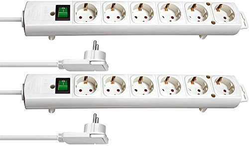 Brennenstuhl Steckdosenleiste Comfort Line Plus 6 (mit Flachsteckerschalter, 2m Kabel, extra breiter Abstand am Gerät, Farbe: weiß