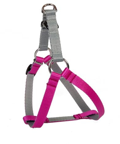 Dingo Hundegeschirr Walk-in/Step-in 'fred' Energy-Silver Kollektion Hundegeschirre aus Band Große L Breite Band 2,0 cm Brustumfang 52-74 cm Rosa-Grau 94657