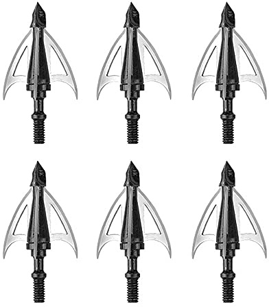 SHARROW 6pcs Tiro con L'Arco Punta di Freccia da Caccia 100 Grains Broadhead Punte da Caccia 4 Lame Fisse per Frecce in Carbonio Frecce per Balestra