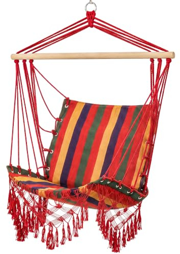 Outsunny Hängesessel Hängeschaukel Schwebesessel Hängestuhl Polstersessel wetterfest UV-beständig Baumwoll-Polyester-Mischung Bunt 100 x 60 cm bis 100 kg