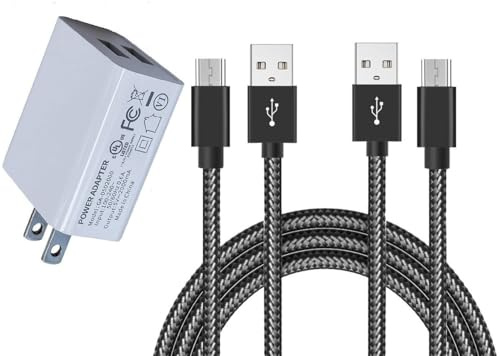 Wall Charger 5V 2A/1A with 2 PCS 6.6FT Micro USB Cable for PS4 Controller Charger PS4 Slim/Pro, Xbox One S/X Fire HD67810 Kids Edition and Charging Fire HD67810 Tablet,HDX 6 7 8.9
