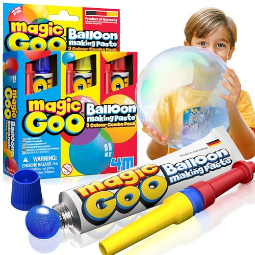 4M Magic Goo - Magic Plastic Bubble Balloons Variety Pack of 3 Colors - Blow Up Balloon with Straw - Clear Balloon Bubbles for Party Favors - Large Plastic Balloons, for Kids