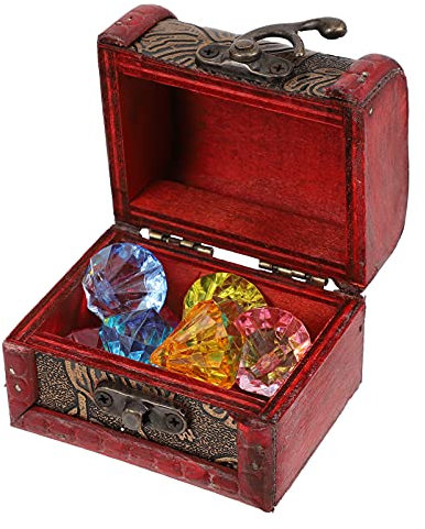 TOYANDONA Pirate Schatzkiste Box mit Diamant Edelsteine Holz Schatz Box Pirate Schatz Brust Gastgeschenke für Kinder