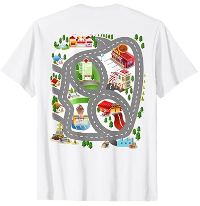Spielmatte Straßenkarte Spiel Stadt Straßen Massage Rennstrecke T-Shirt